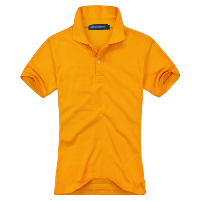 橙黄色翻领T恤衫