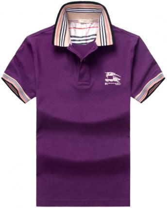紫色时尚撞色立领T恤生产