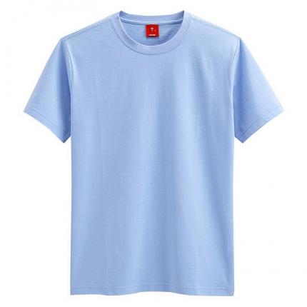 短袖圆领蓝色空白文化衫图案设计