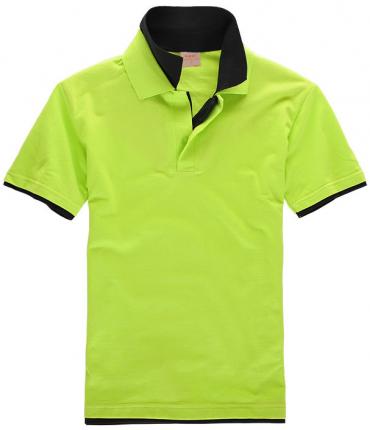 亮绿色双领个性T恤衫制作