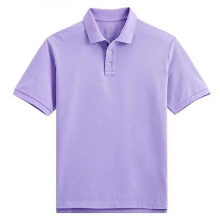 空白紫色商务翻领T恤衫定制，按要求绣花