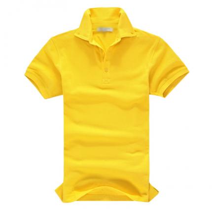 亮黄色时尚POLO衫款式加工制作 原身布衣领