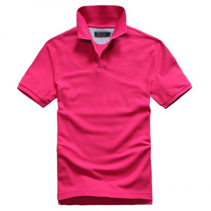 桃红色商务POLO衫款式工厂设计制作