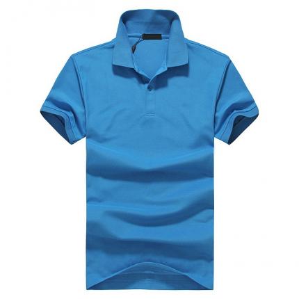 湖蓝色全棉材质T恤衫加工印制 男士经典POLO