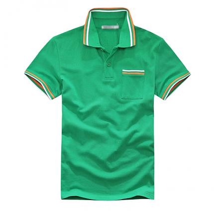 绿色男士短袖T恤衫款式定制 保罗服装提供