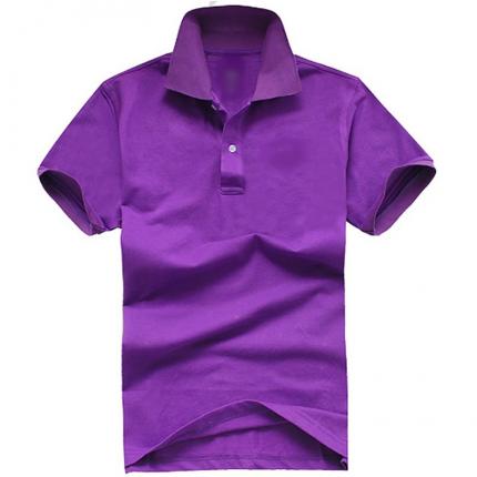 紫色男款短袖POLO衫 珠地精梭纯棉材质