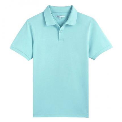 【定制】水蓝色商务POLO衫定制加工男士短袖T恤