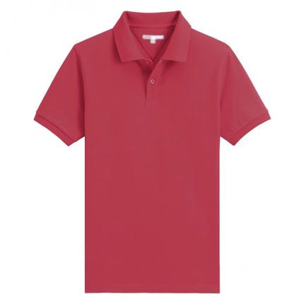 【定制】西瓜红色商务POLO衫定做，纯棉翻领短袖