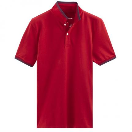 【定制】红色短袖T恤衫加工 男式经典撞色款式制作