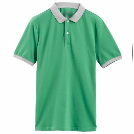 【定制】绿色短袖T恤衫加工 男士撞色POLO款式制作