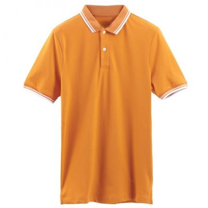 【定制】橙色男士翻领T恤衫加工 纯棉舒适面料