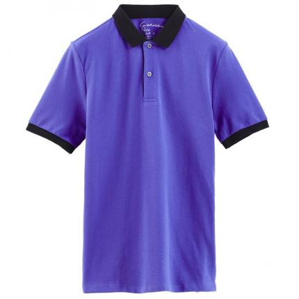 【定制】紫色翻领短袖T恤衫撞色POLO衫款式定做
