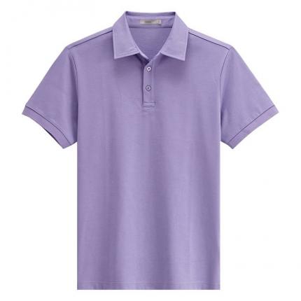 本布领紫色时尚商务男装T恤衫生产