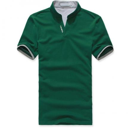 【定制】深绿色时尚小立领T恤衫订制 男士流行款式