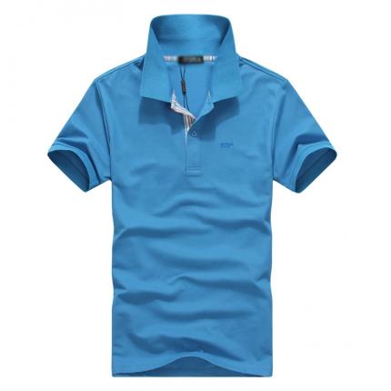 【定制】湖蓝色男士T恤衫纯棉POLO衫款式加工