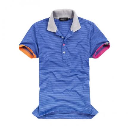 【定制】淡紫色细条纹男式T恤衫订制SPOLO