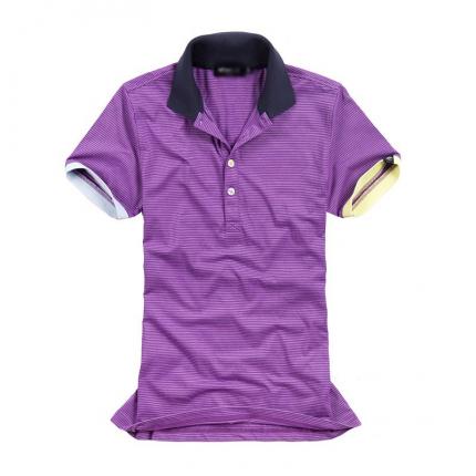 【定制】紫色翻领短袖T恤衫生产加工 免费寄样