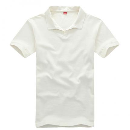 【定制】白色男款时尚T恤衫 原身布衣领制作