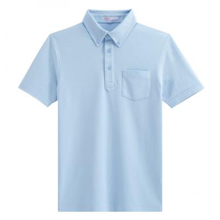 【定制】浅蓝色衬领T恤衫款式男士短袖定制免费设计
