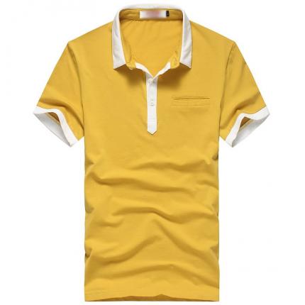 【定制】黄色时尚男款T恤衫修身款式制作加工