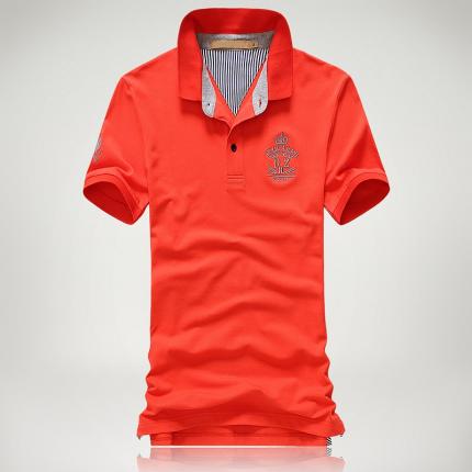 橙红色男款时尚T恤衫 提供刺绣LOGO订制