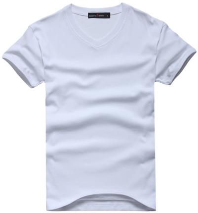 【定制】白色时尚潮流空白V领T恤衫