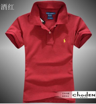 【定制】酒红色女士纯棉POLO衫制作，免费设计